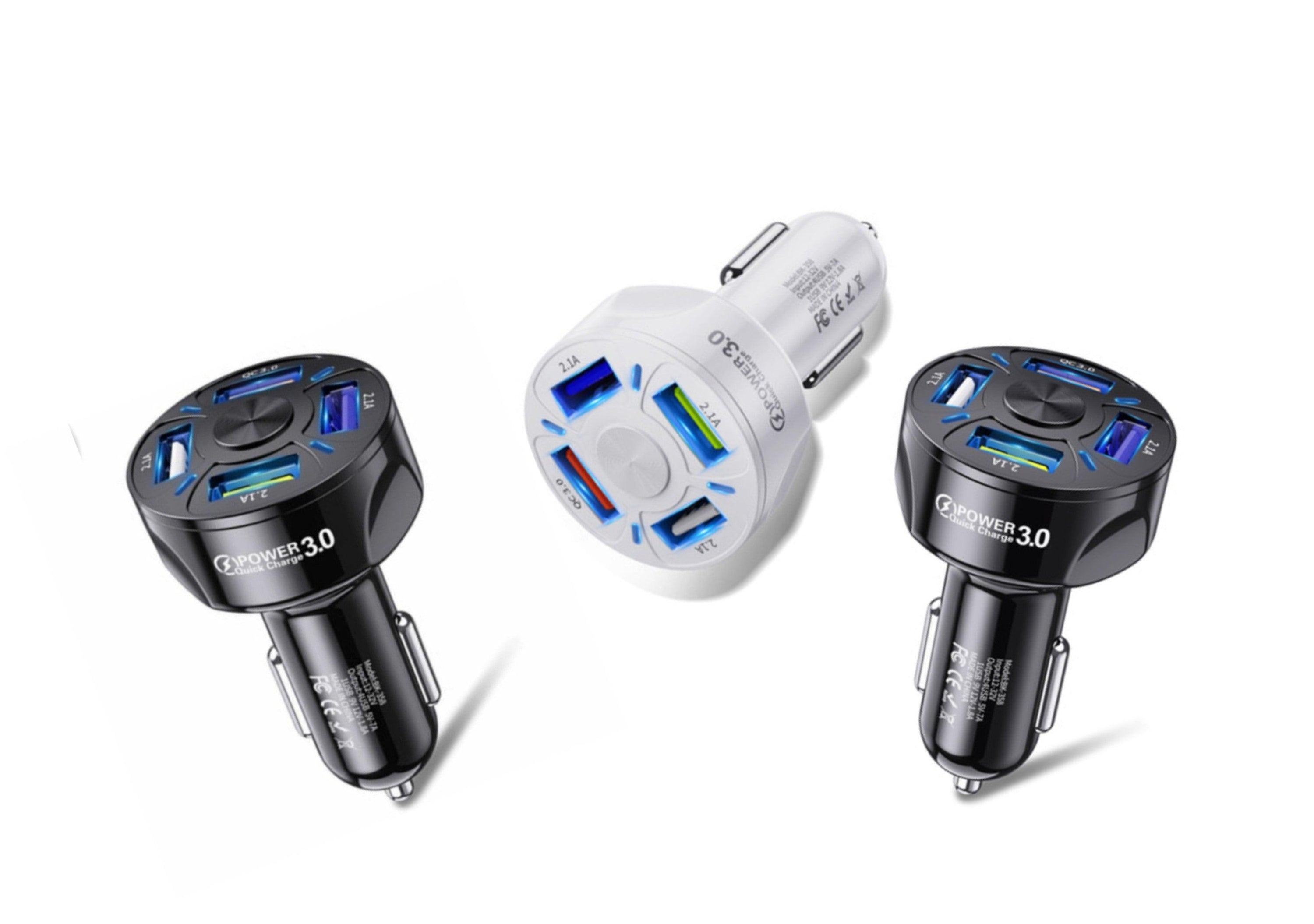 4 Port LED Car Charger 3-Pack!