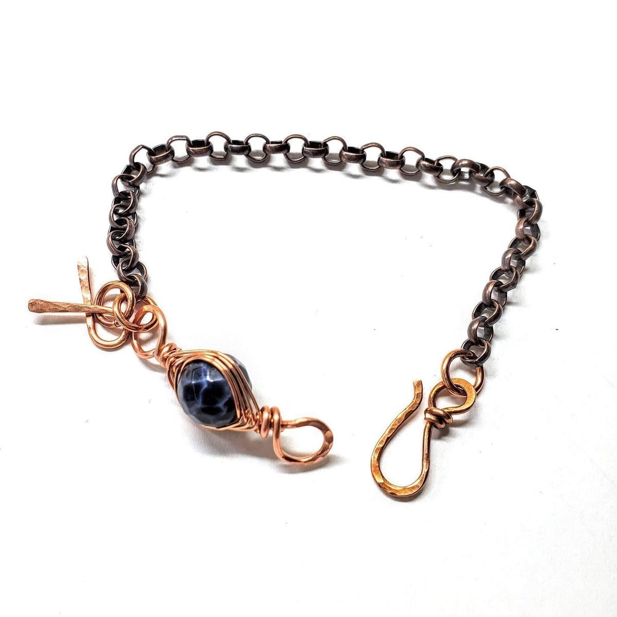 Copper Herringbone Wrap Child Abuse Awareness Ribbon Chain Bracelet