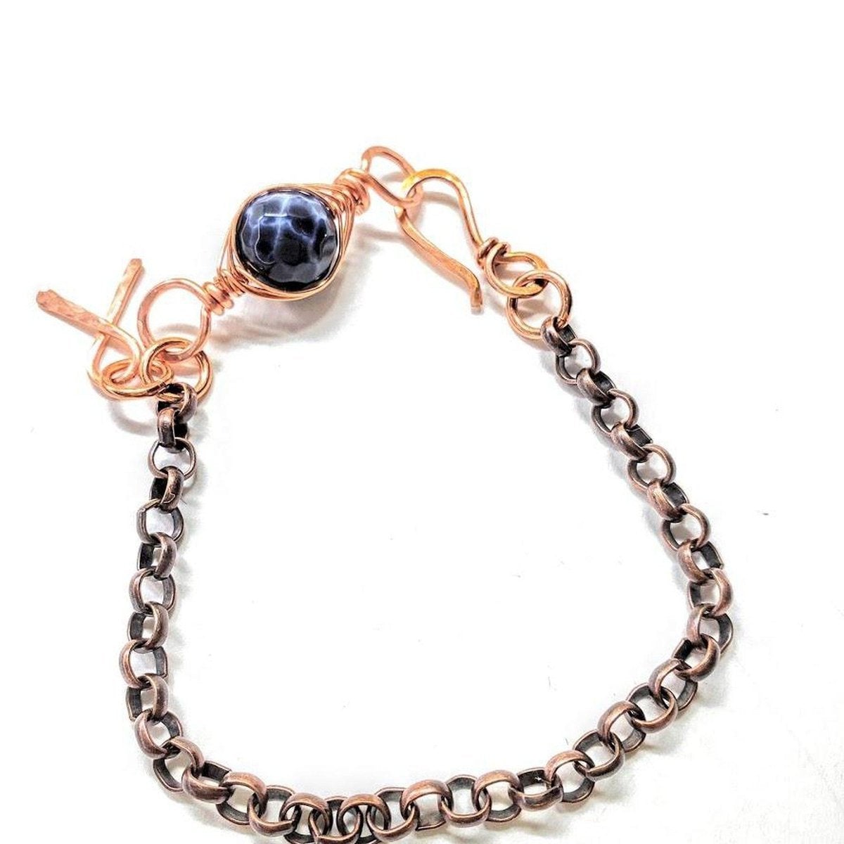 Copper Herringbone Wrap Child Abuse Awareness Ribbon Chain Bracelet