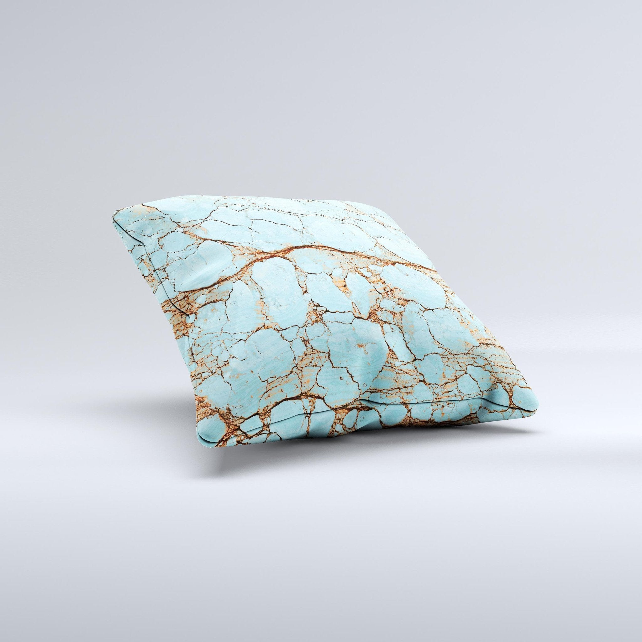 Cracked Teal Stone ink-Fuzed Decorative Throw Pillow