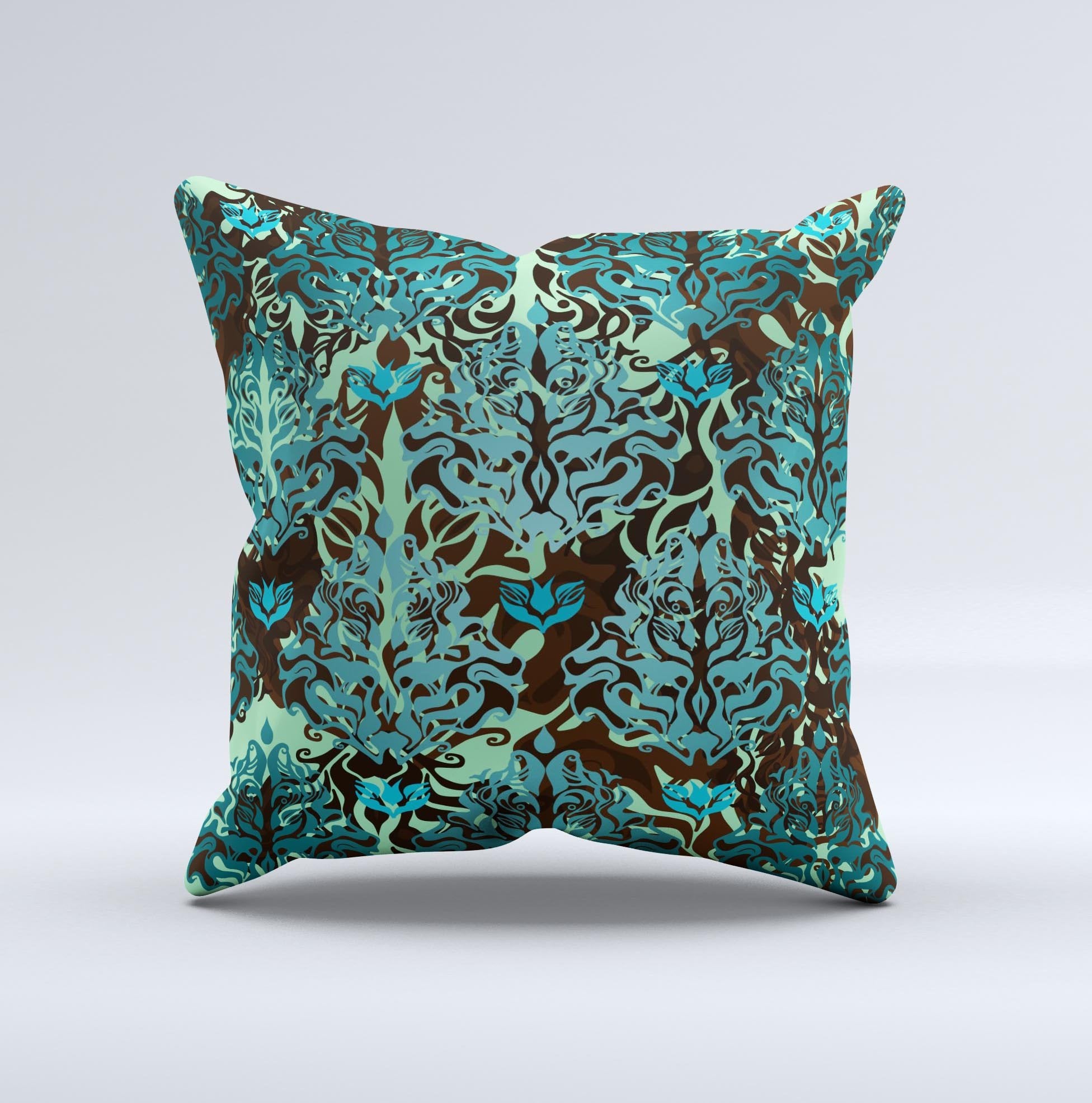 Delicate Abstract Green Pattern Ink-Fuzed Decorative Throw Pillow