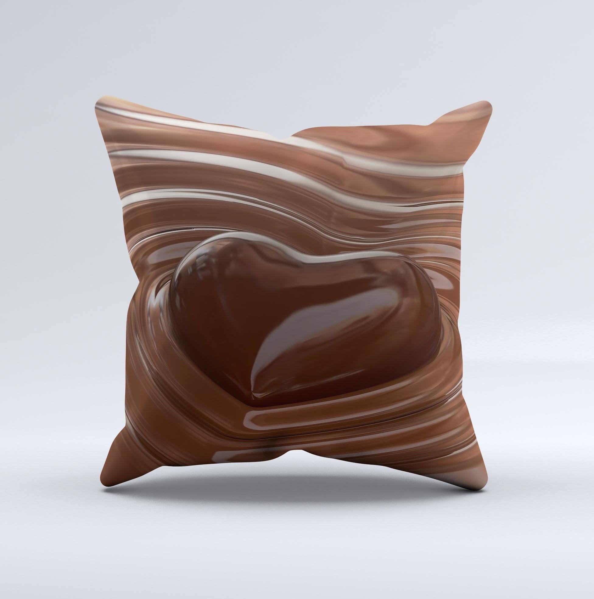 Dipped Chocolate Heart ink-Fuzed Decorative Throw Pillow