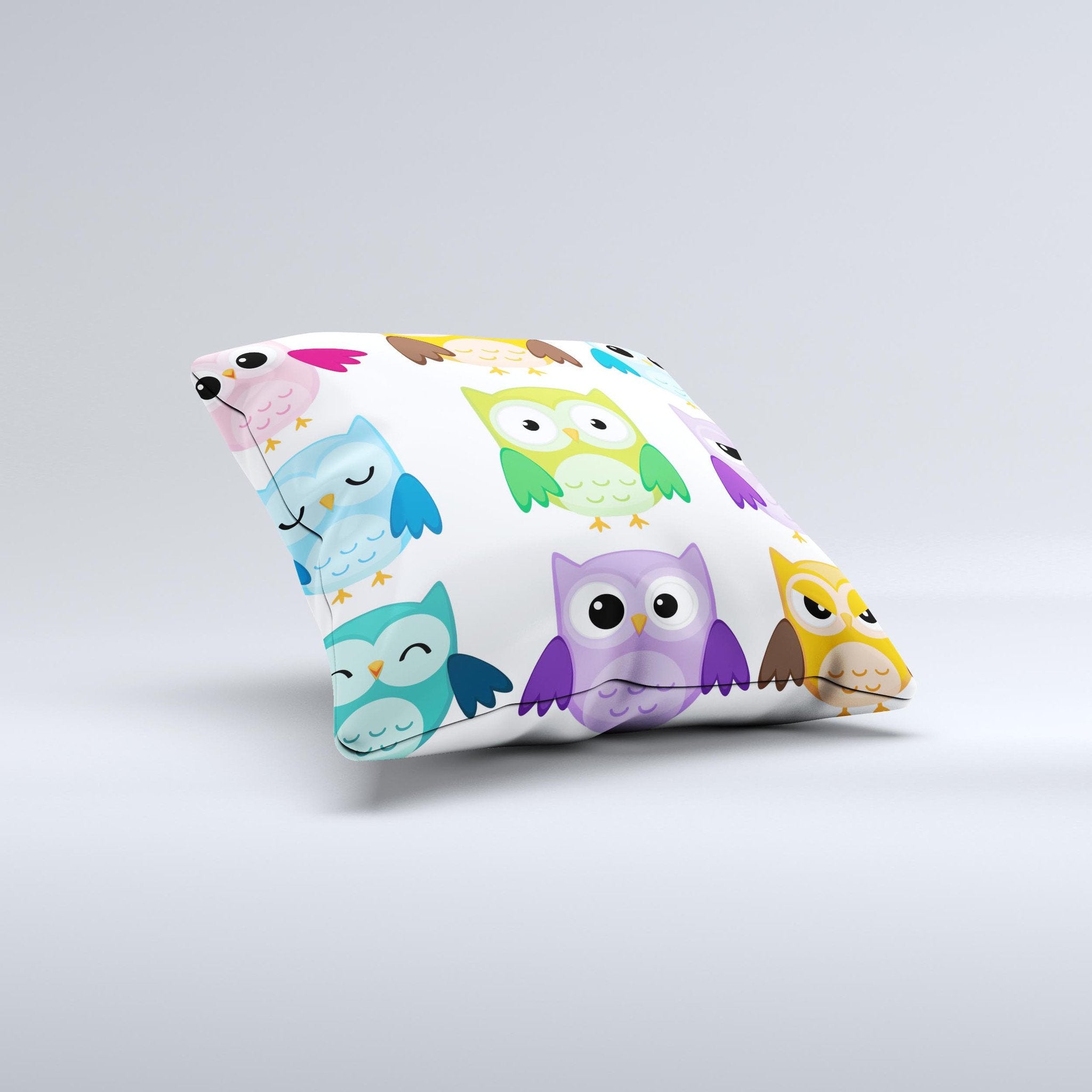 Emotional Cartoon Owls Ink-Fuzed Decorative Throw Pillow