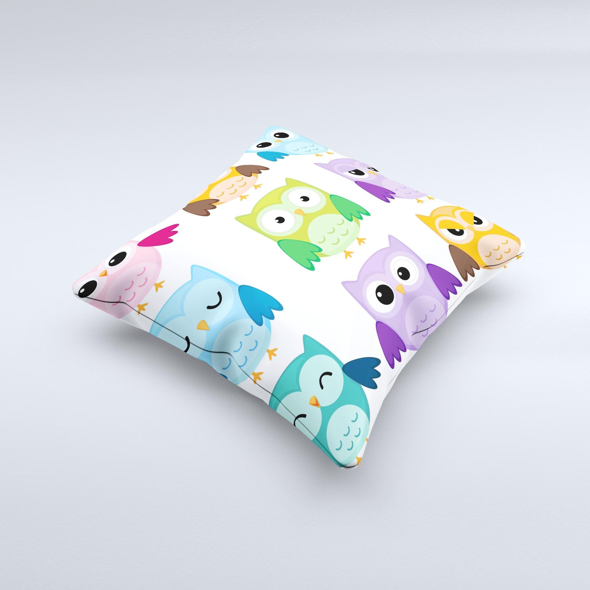 Emotional Cartoon Owls Ink-Fuzed Decorative Throw Pillow