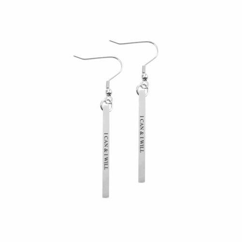 Solid Stainless Steel Inspirational Bar Earrings