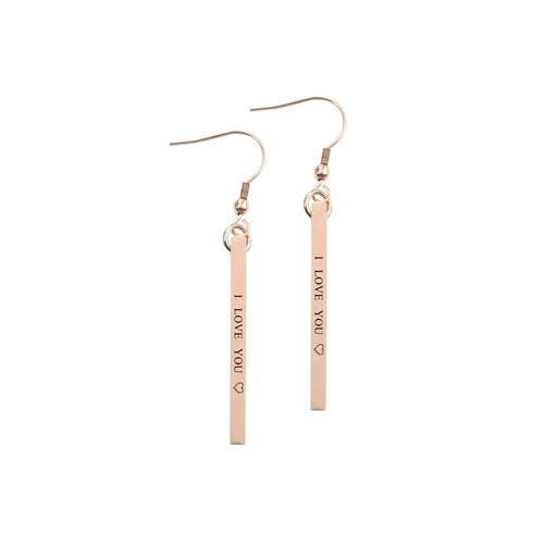 Solid Stainless Steel Inspirational Bar Earrings