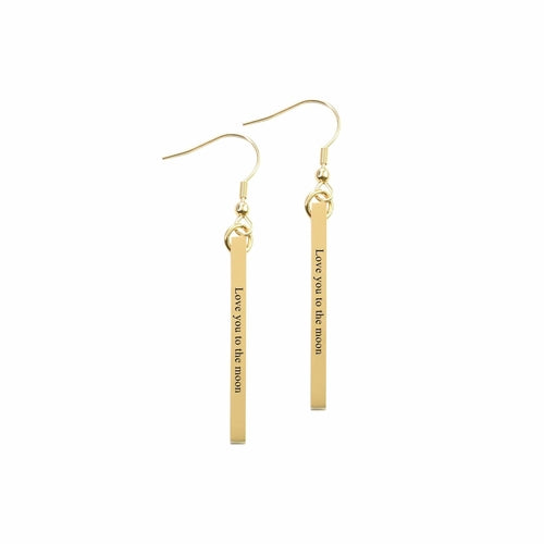 Solid Stainless Steel Inspirational Bar Earrings