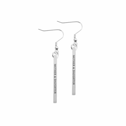 Solid Stainless Steel Inspirational Bar Earrings