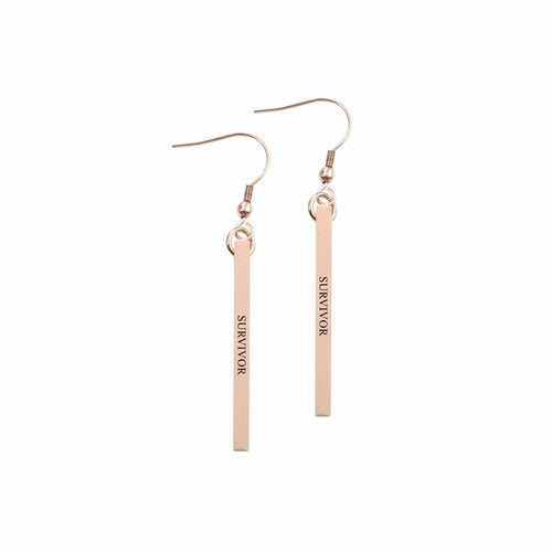 Solid Stainless Steel Inspirational Bar Earrings