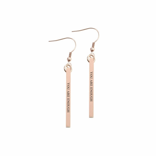 Solid Stainless Steel Inspirational Bar Earrings