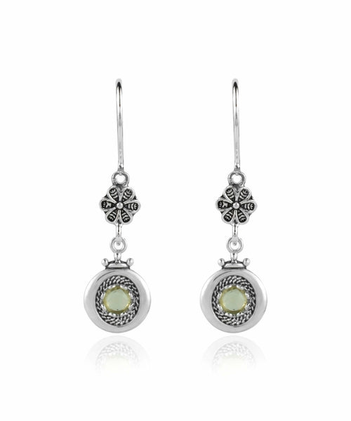 Sterling Silver Filigree Art Gemstone Women Dangle Earrings