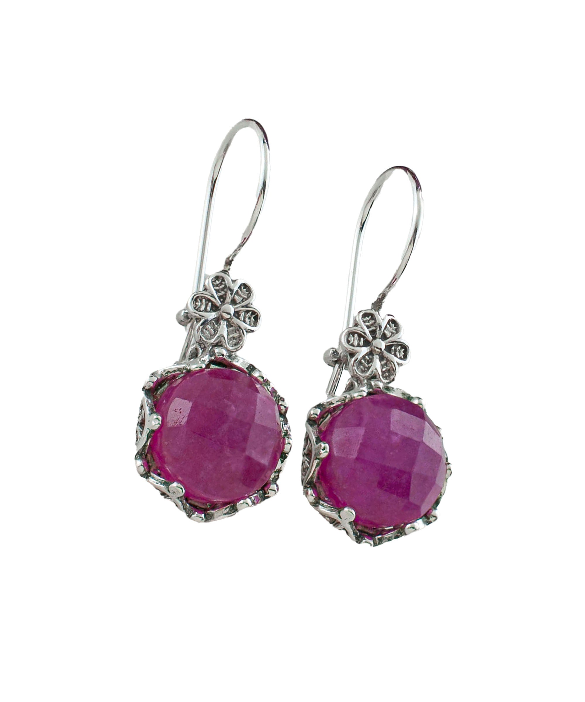 Filigree Art Ruby Corundum Gemstone Women Sterling Silver Drop