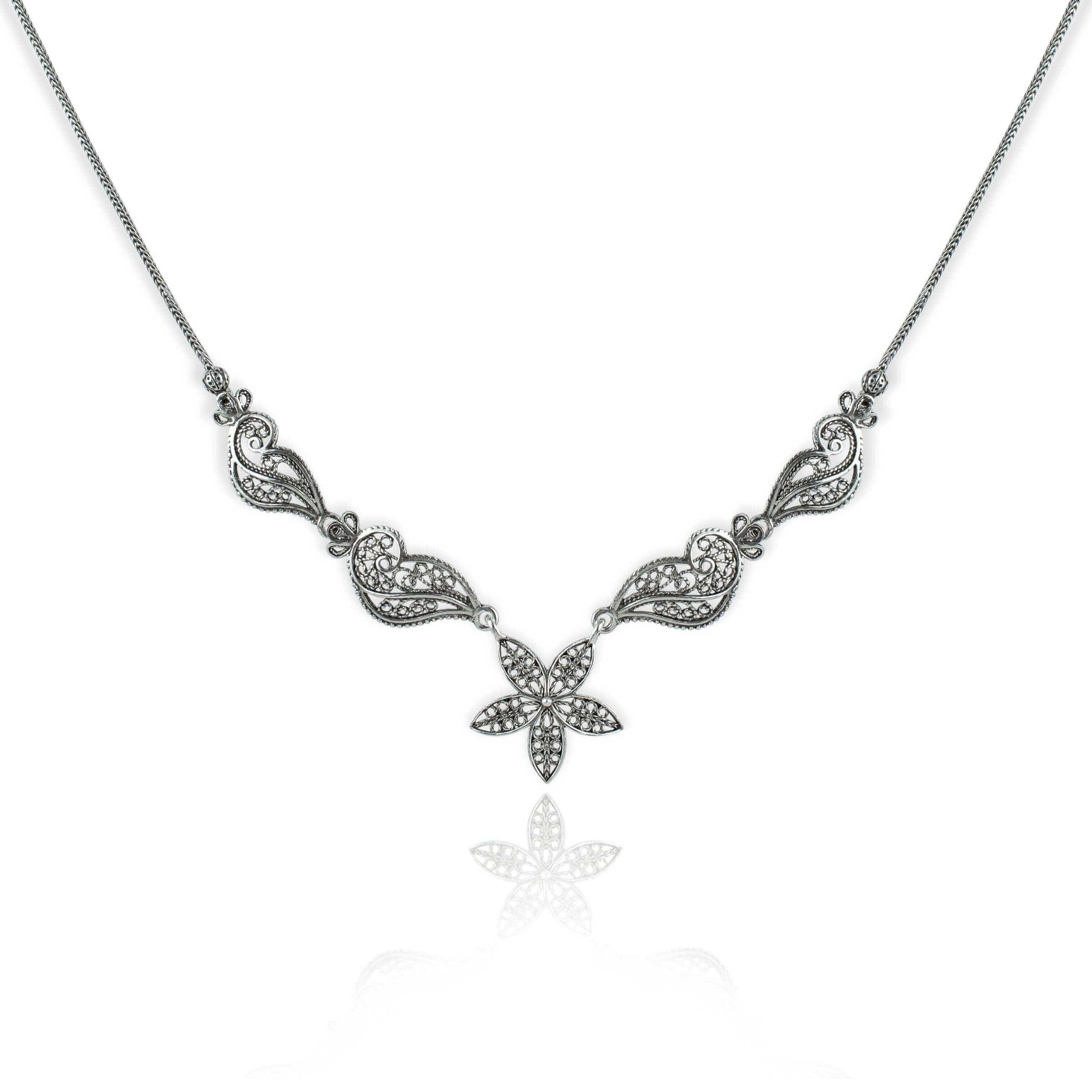 Filigree Art Women Sterling Silver Princess Necklace