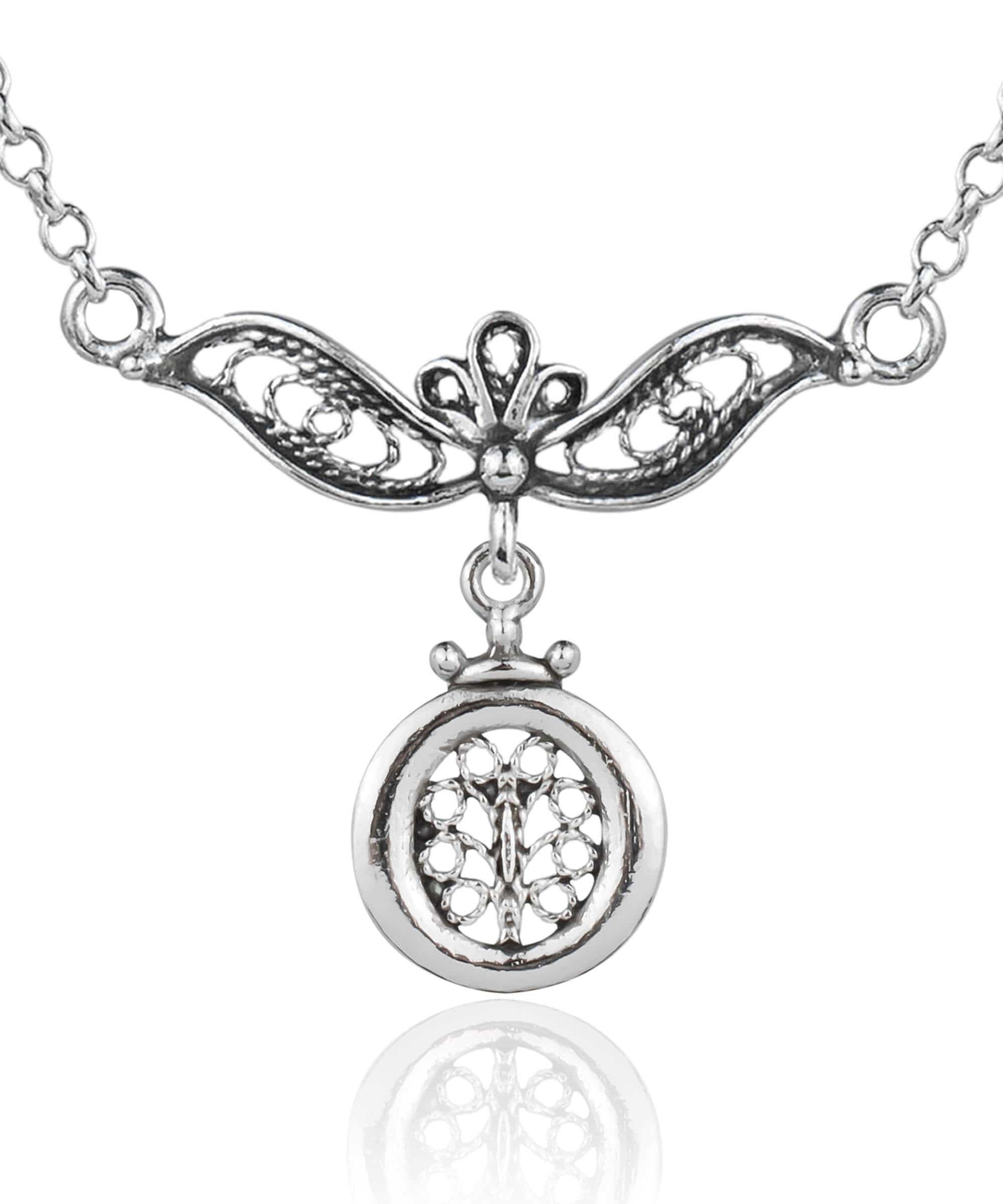 Filigree Art Tree of Life Design Women Silver Choker Necklace