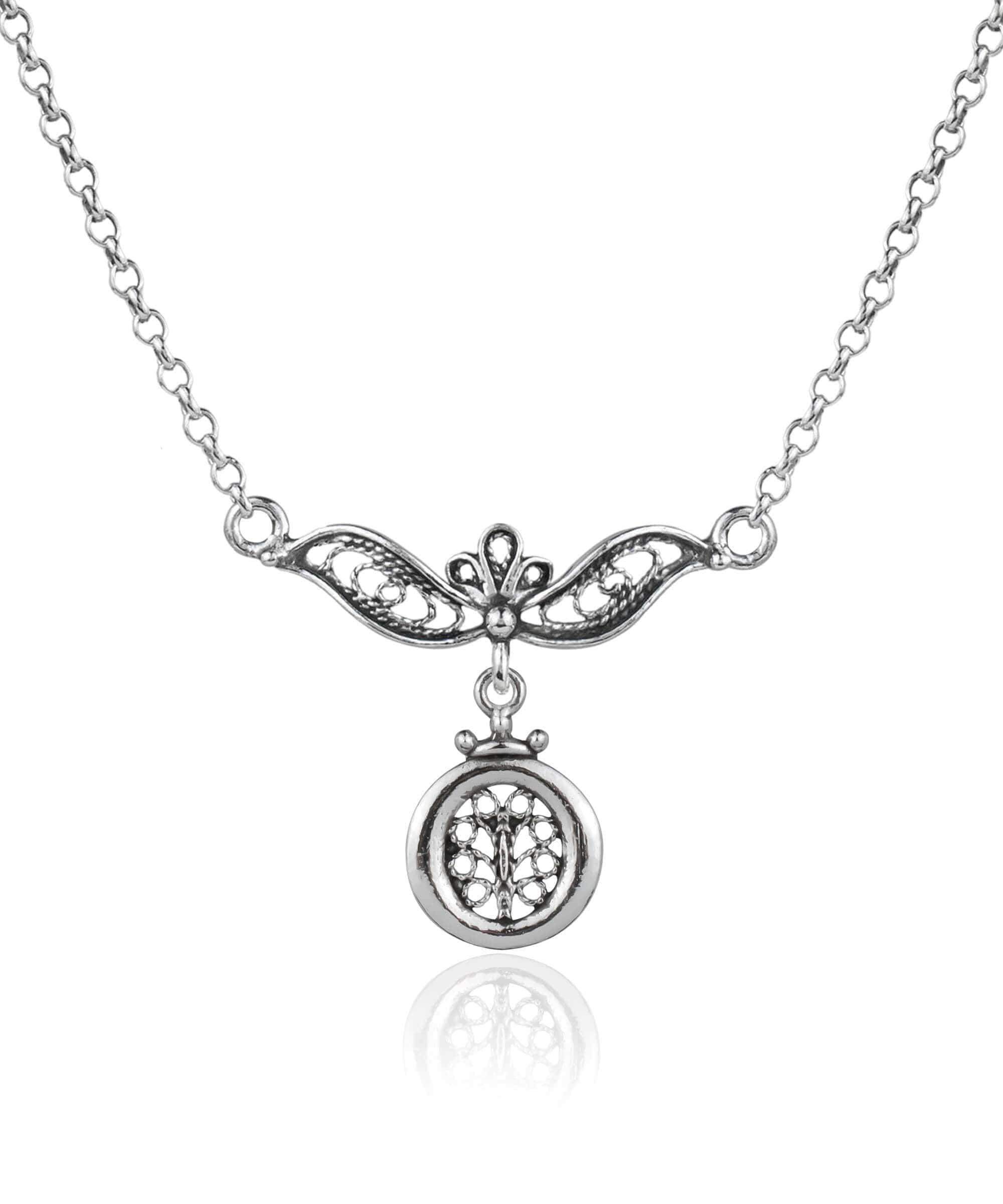 Filigree Art Tree of Life Design Women Silver Choker Necklace