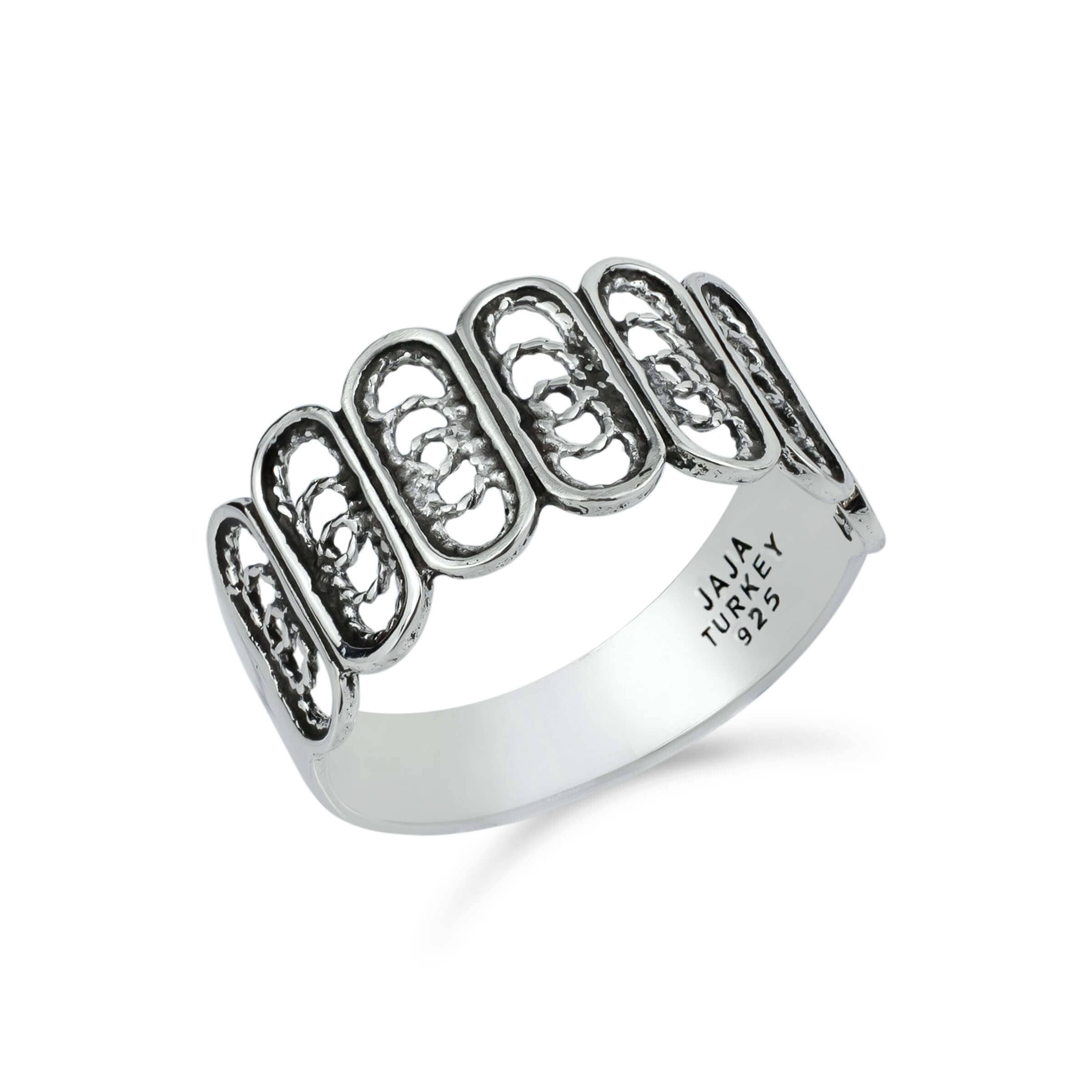 Filigree Art Women Silver Band Ring