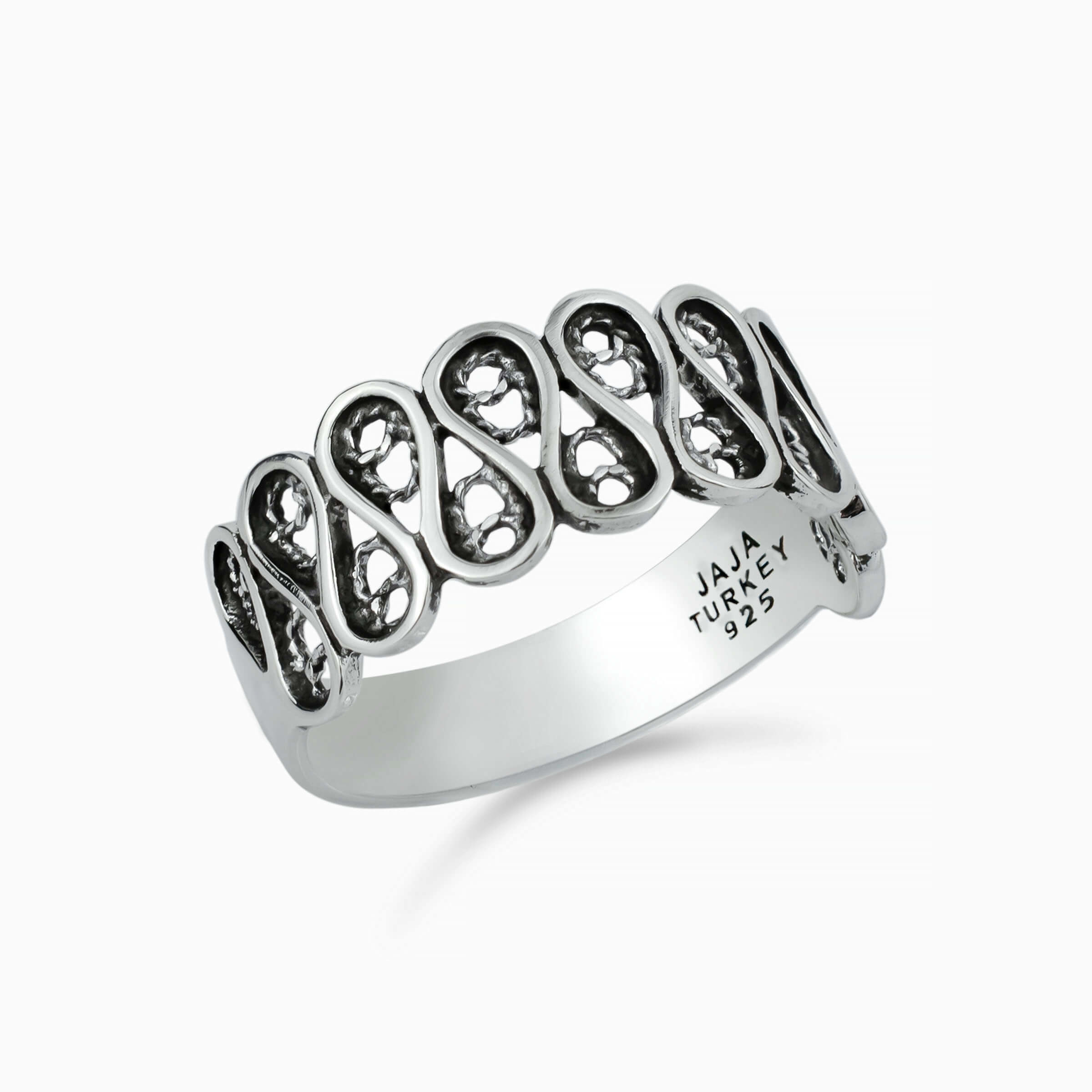 Filigree Art Women Silver Band Ring