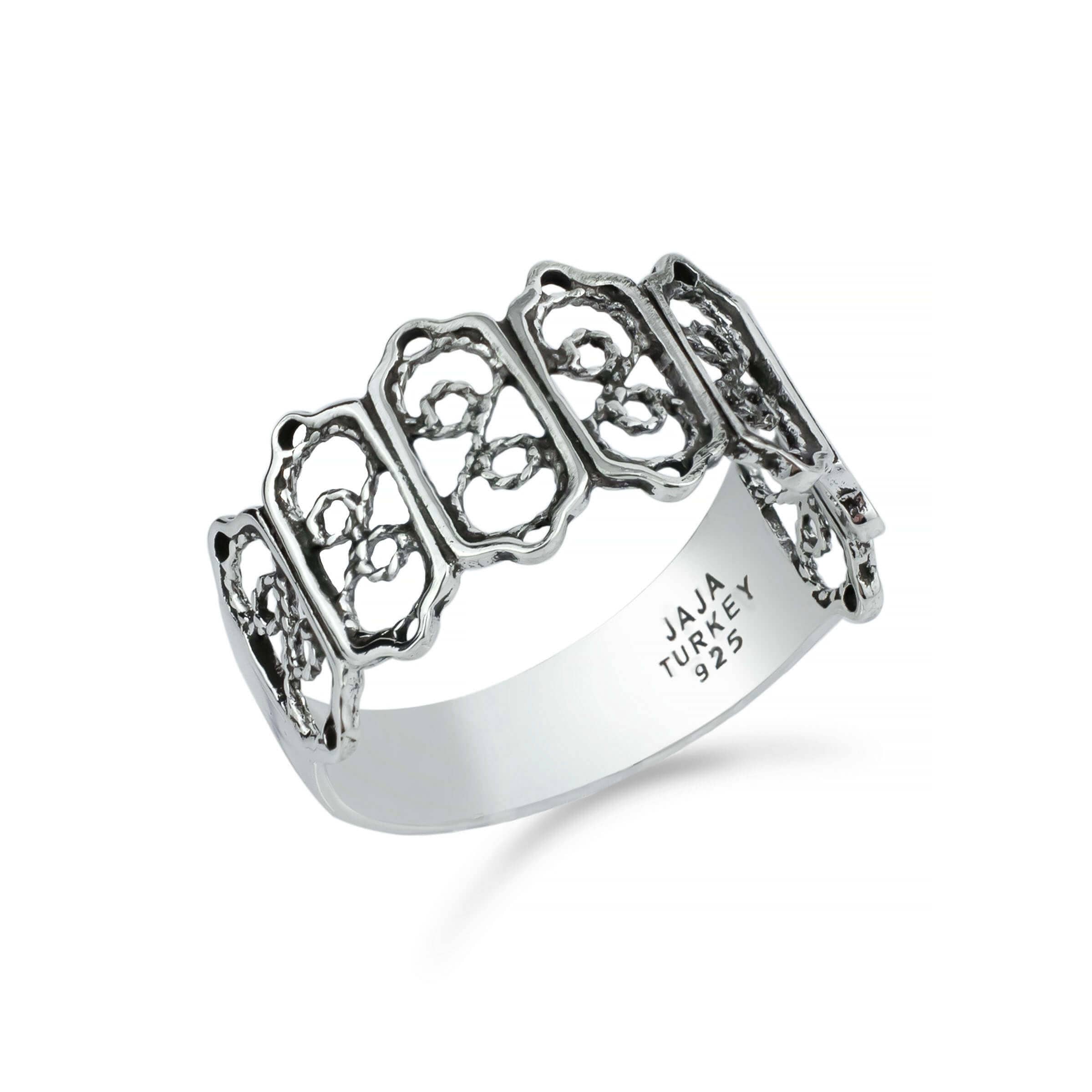 Filigree Art Women Sterling Silver Dainty Band Ring