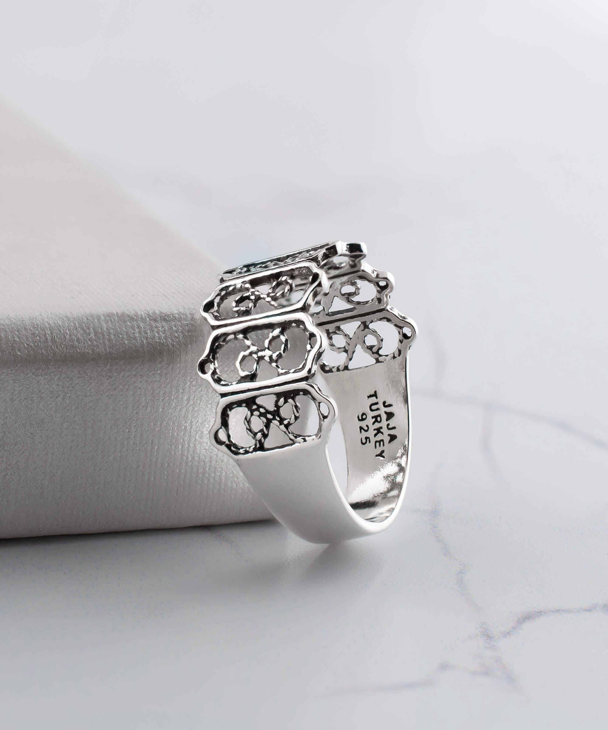 Filigree Art Women Sterling Silver Dainty Band Ring