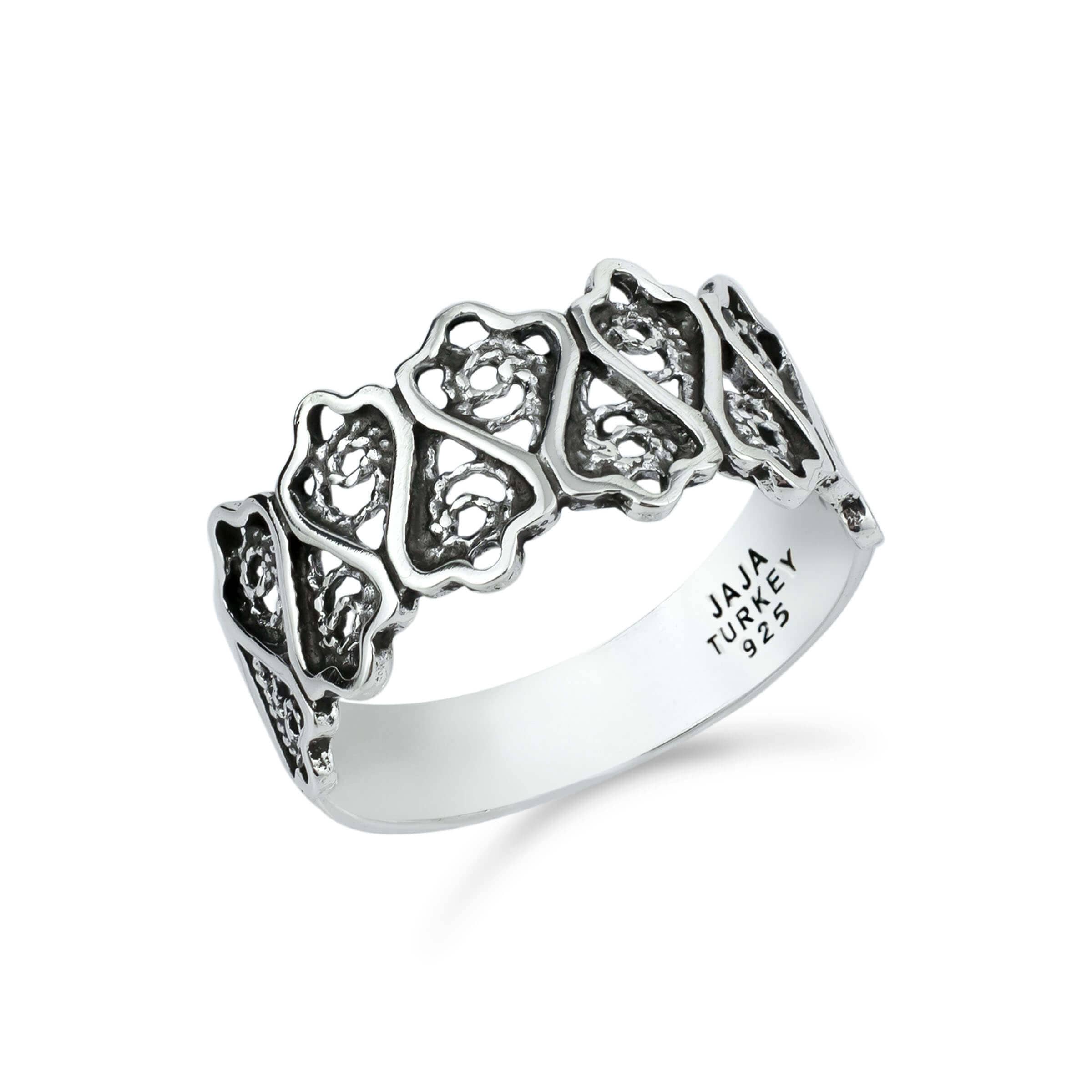 Filigree Art Women Silver Band Ring