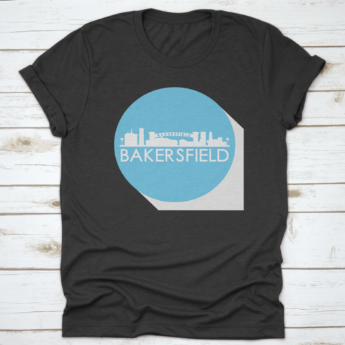 Bakersfield, California, Usa Round Stamp Blue Button City Skyline