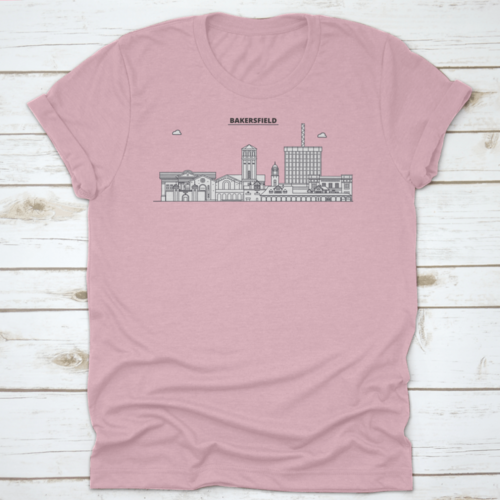 Bakersfield , United States, City Outline Travel Skyline Vector Shirt