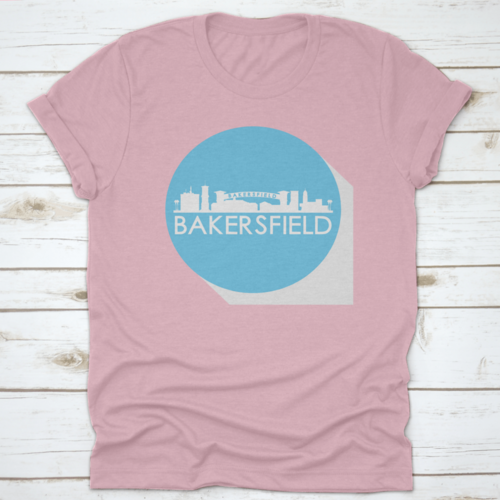 Bakersfield, California, Usa Round Stamp Blue Button City Skyline