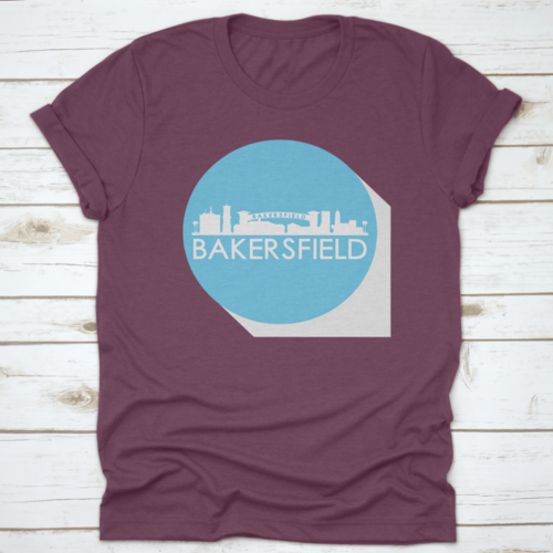 Bakersfield, California, Usa Round Stamp Blue Button City Skyline