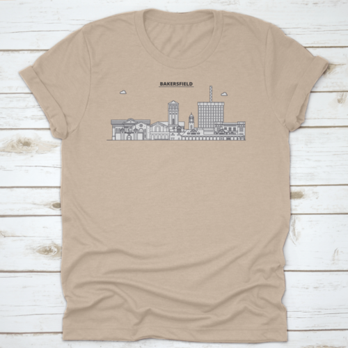 Bakersfield , United States, City Outline Travel Skyline Vector Shirt