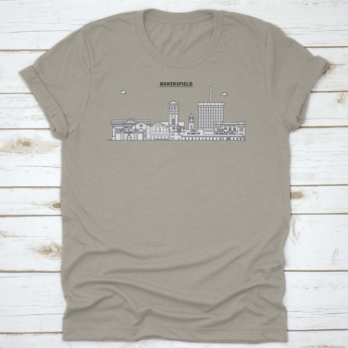 Bakersfield , United States, City Outline Travel Skyline Vector Shirt