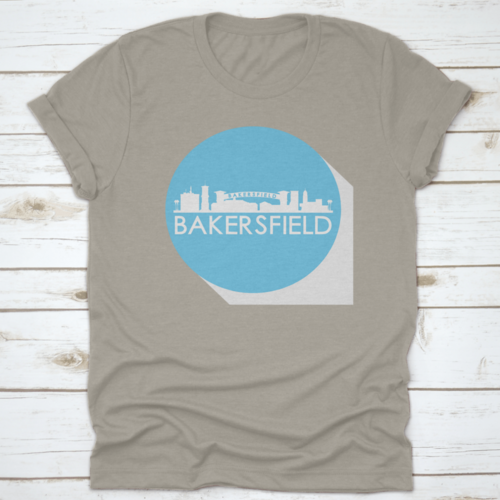 Bakersfield, California, Usa Round Stamp Blue Button City Skyline