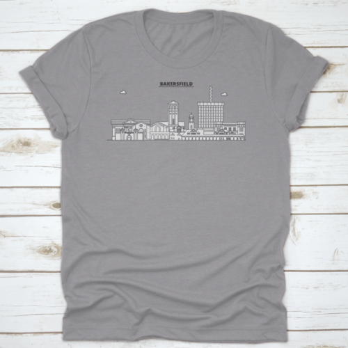 Bakersfield , United States, City Outline Travel Skyline Vector Shirt