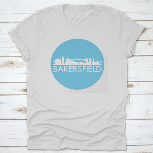 Bakersfield, California, Usa Round Stamp Blue Button City Skyline