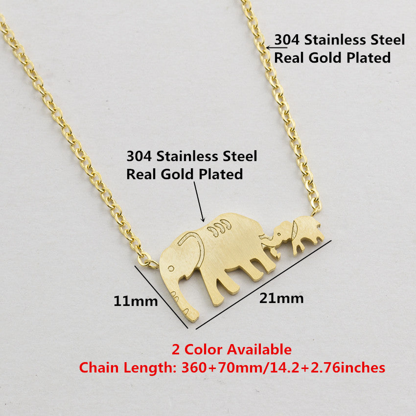 Good Luck Double Elephant Necklaces Stainless