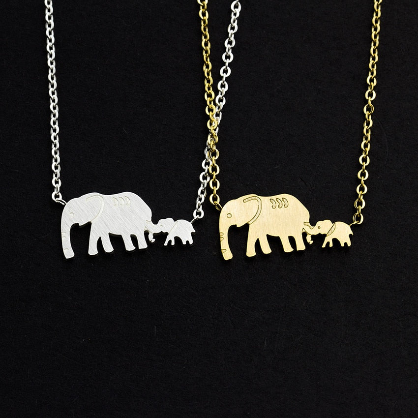 Good Luck Double Elephant Necklaces Stainless