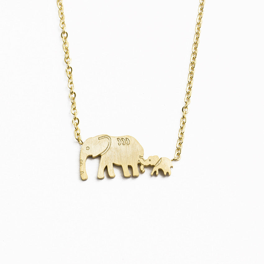 Good Luck Double Elephant Necklaces Stainless