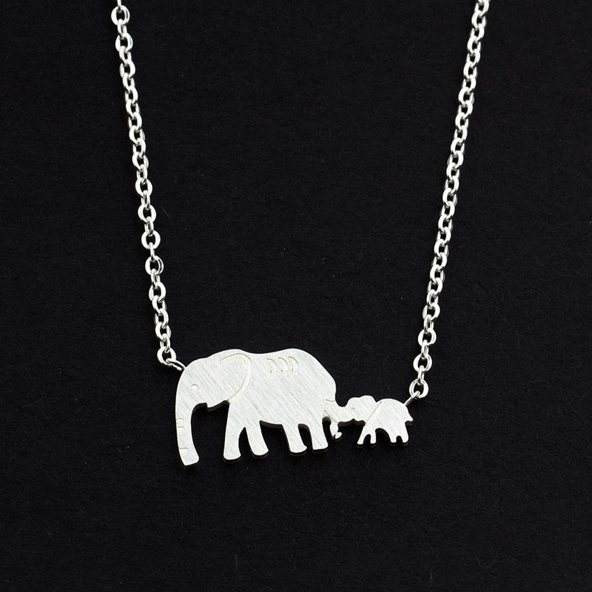 Good Luck Double Elephant Necklaces Stainless