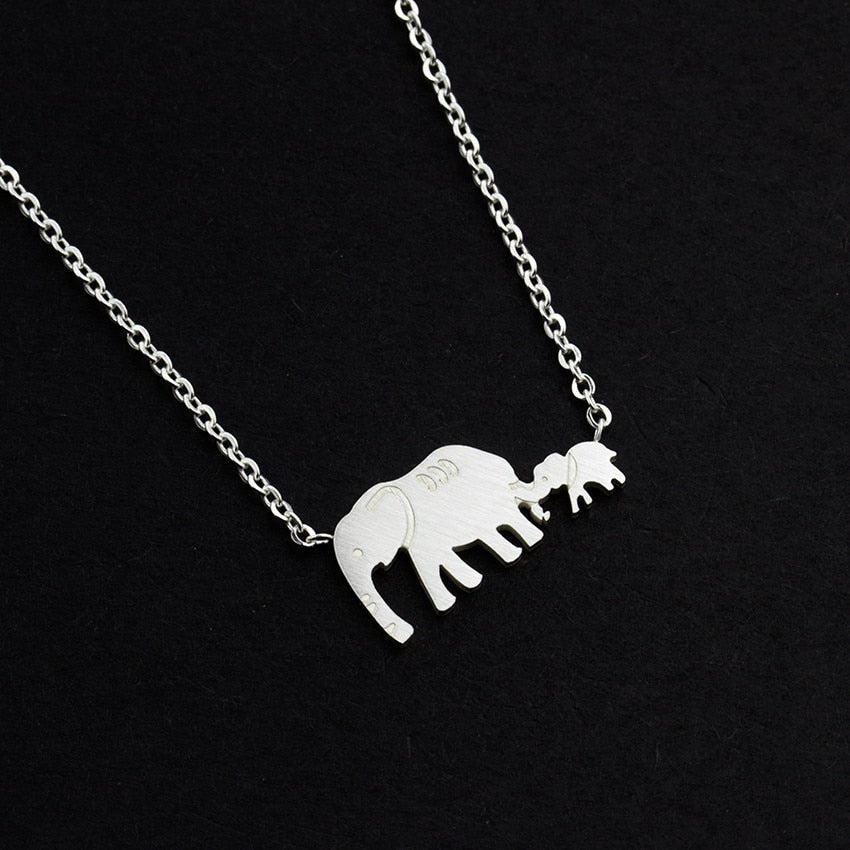 Good Luck Double Elephant Necklaces Stainless