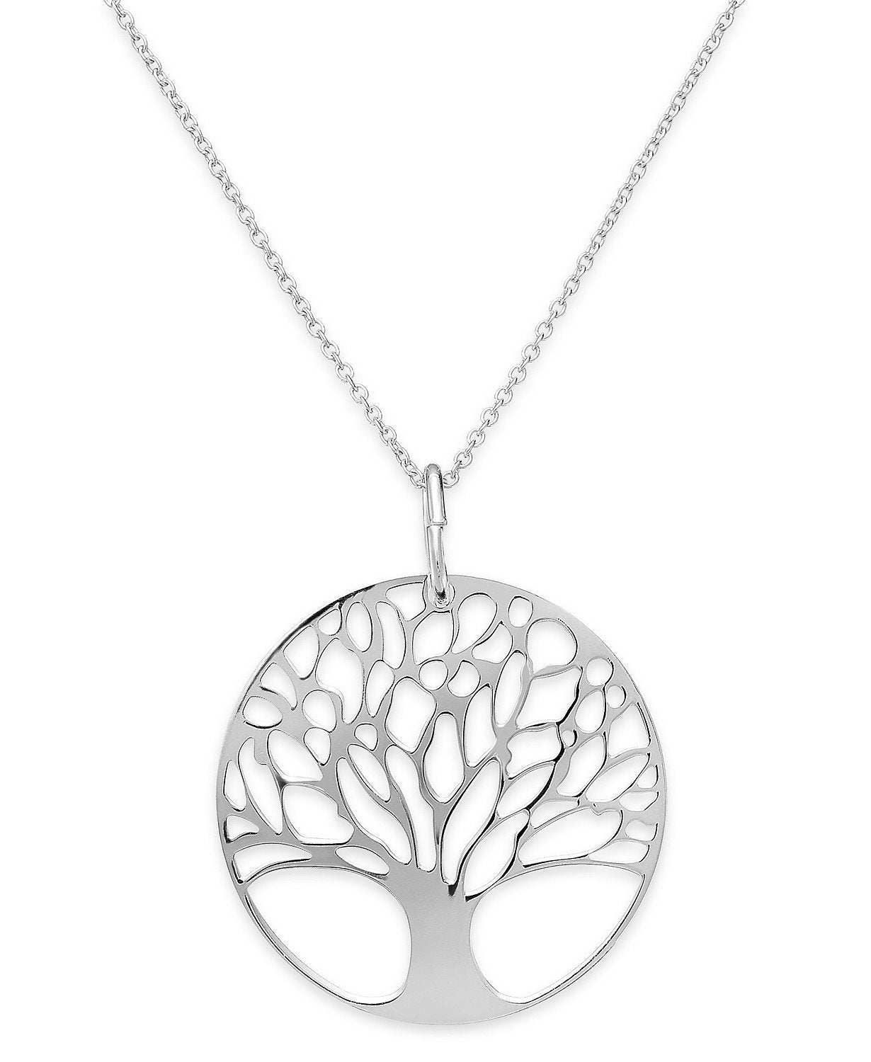 Classic Tree of Life Necklace 18"in 18K White Gold Plated