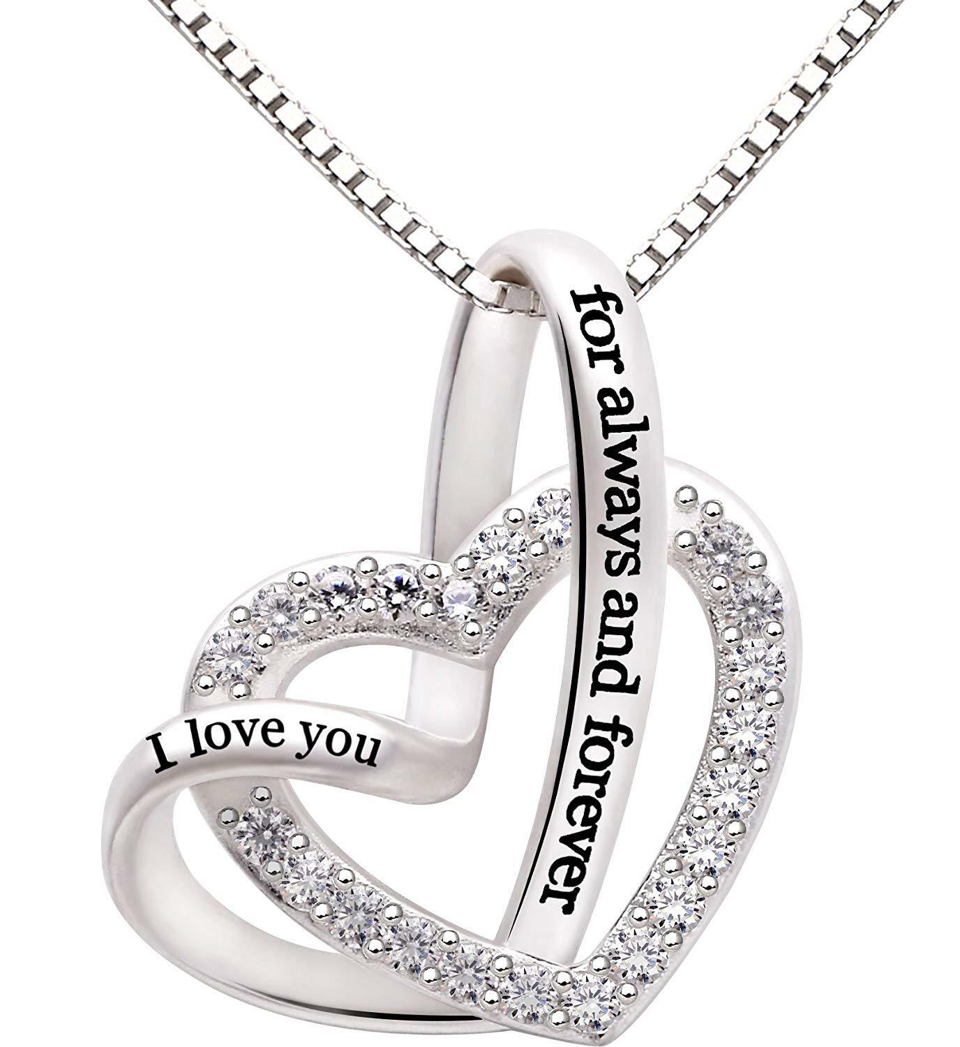 Mother's Day Gift "I Love you for Always & Forever" White Pav'e