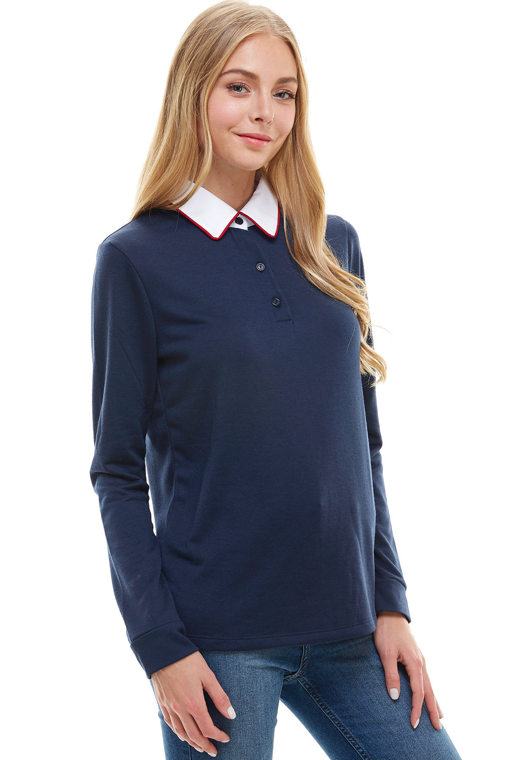 Long Sleeve Front Polo With Tipping Top