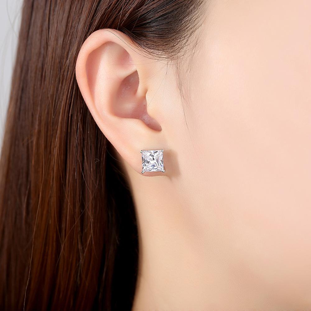 Princess Cut Stud Earrings Cubic Zirconia Stud Earrings Gold Plated