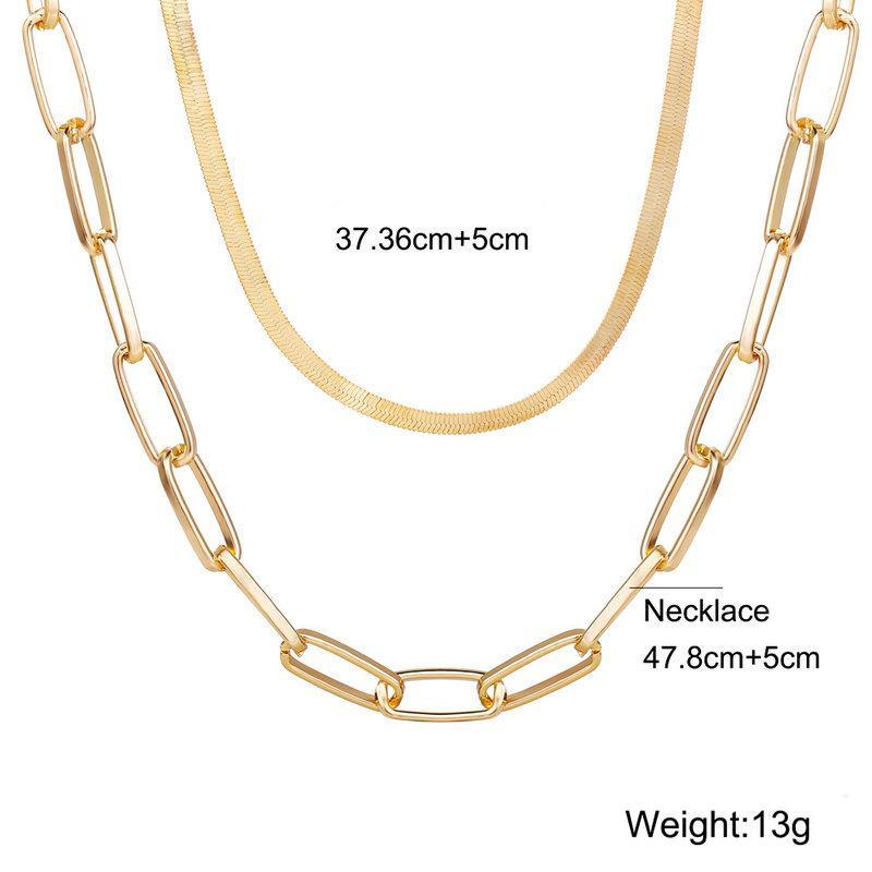 Omega and Paperclip 2 Piece Layer 18K Gold Plated Necklace in 18K Gold