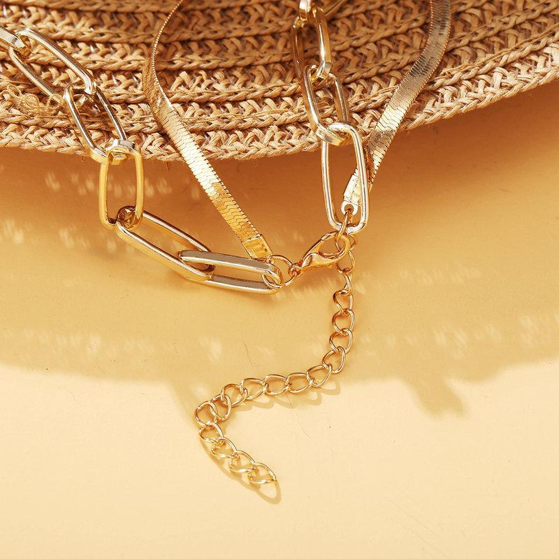 Omega and Paperclip 2 Piece Layer 18K Gold Plated Necklace in 18K Gold