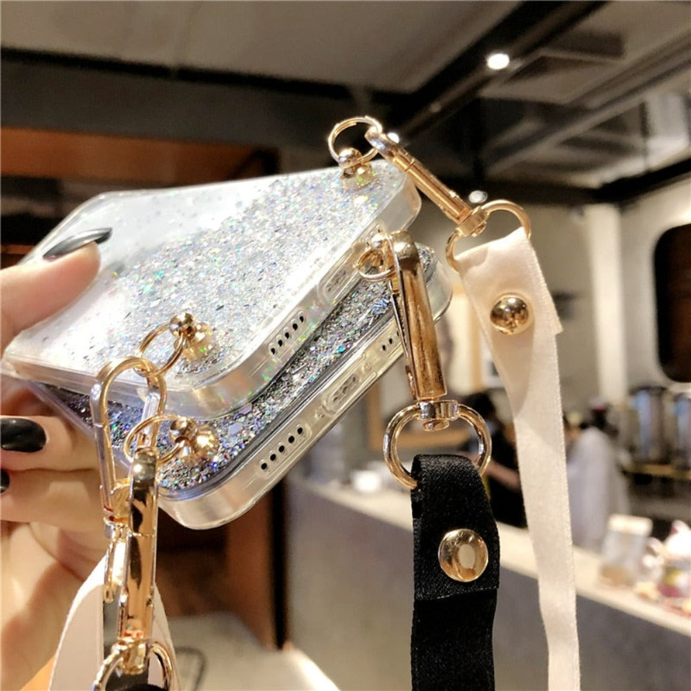 Sparkly Protective Case for iPhone with Strap