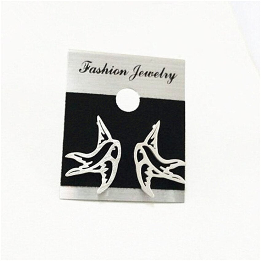 Hollow Origami Swallow Stud Earrings Best Friend