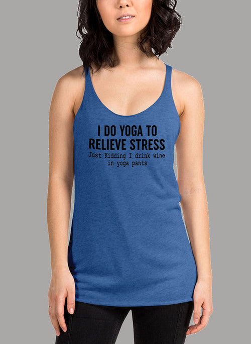 I Do Yoga to Relieve Stress Black Women's Tank Top