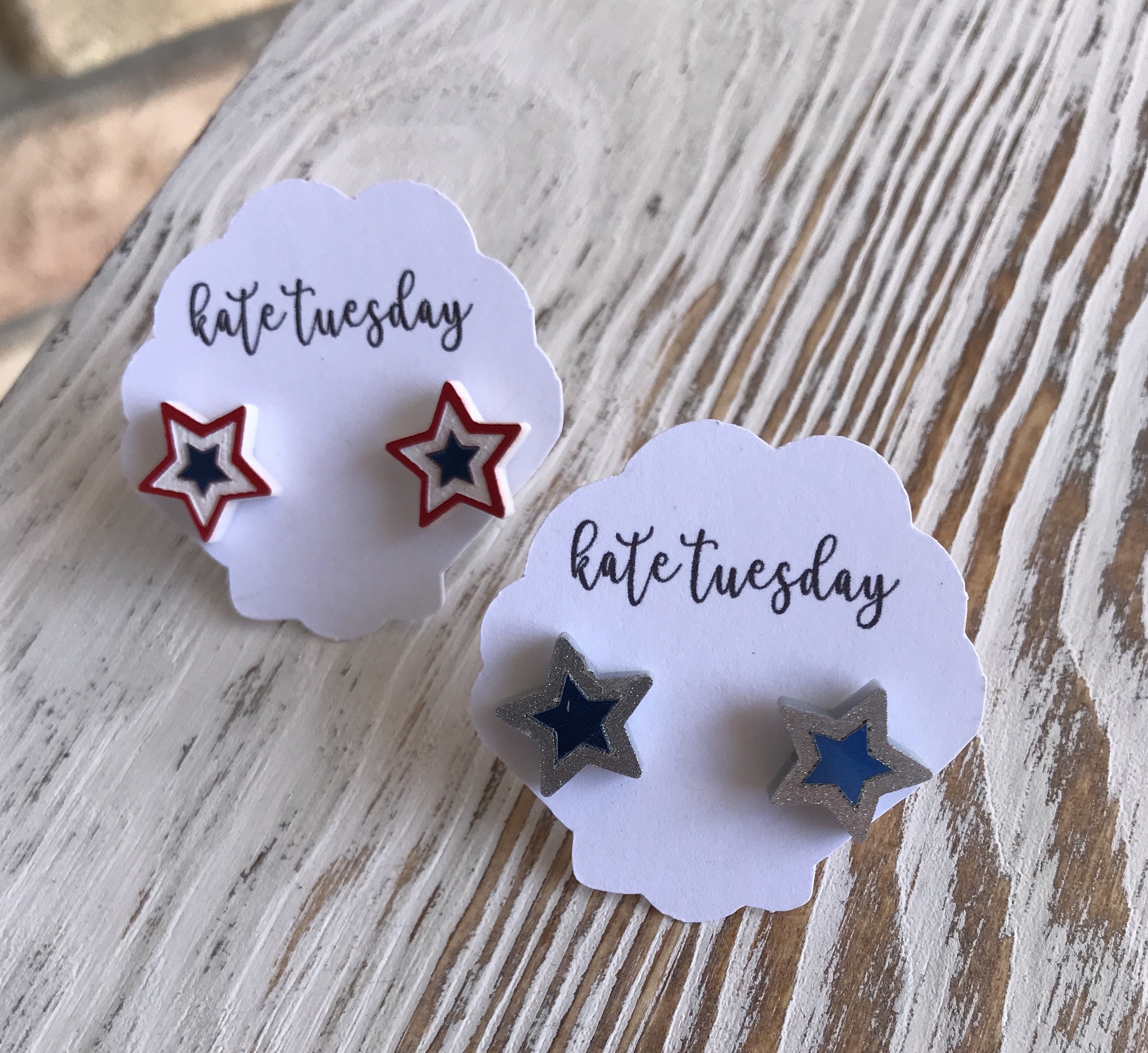 Patriotic Star Glitter Earrings