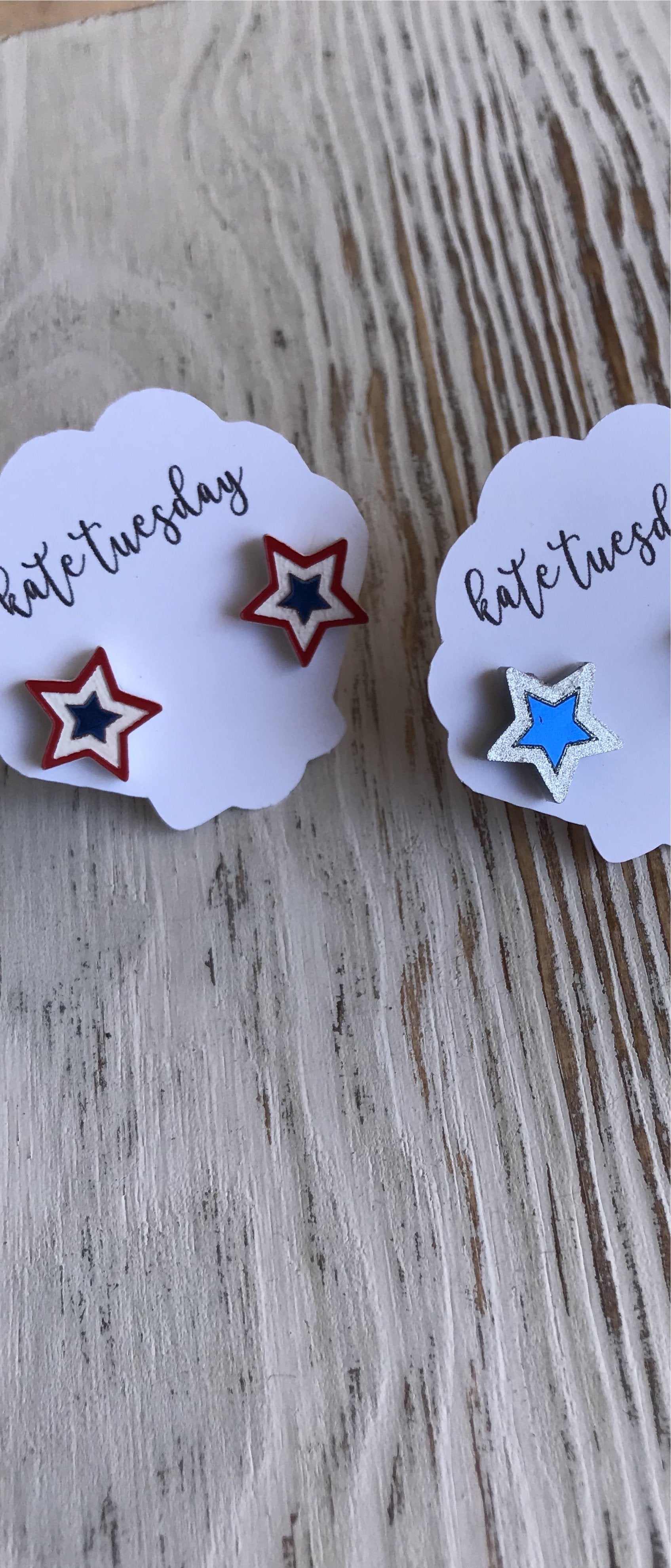 Patriotic Star Glitter Earrings