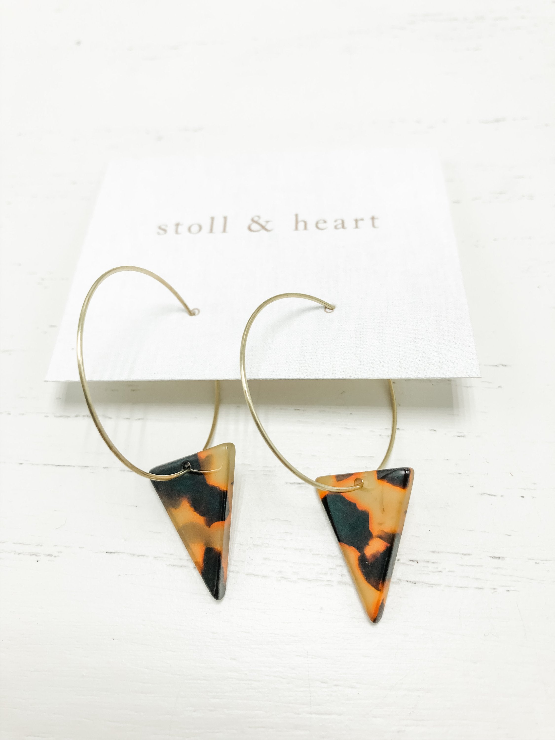 The Marley Dark Tortoise Triangle Earrings